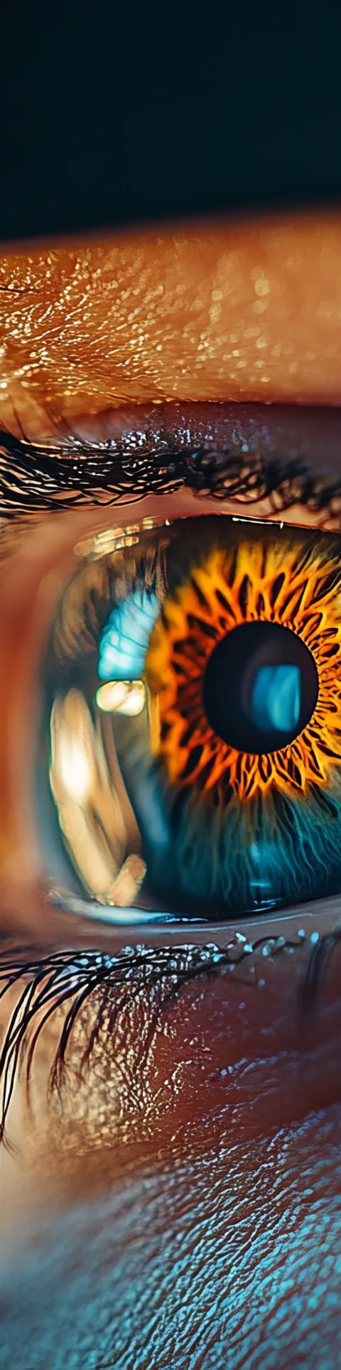 Close-up of a human eye during an eye exam