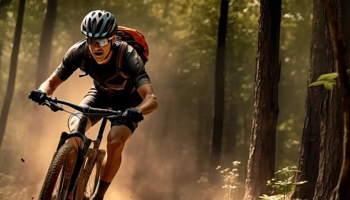 biker in the forest